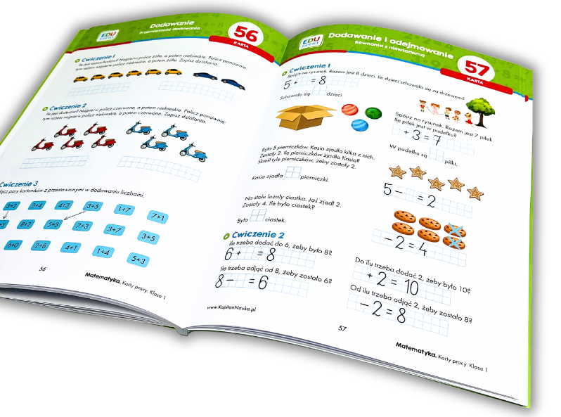 Karty pracy EDUseria do matematyki – klasa 1 – dodawanie I odejmowanie